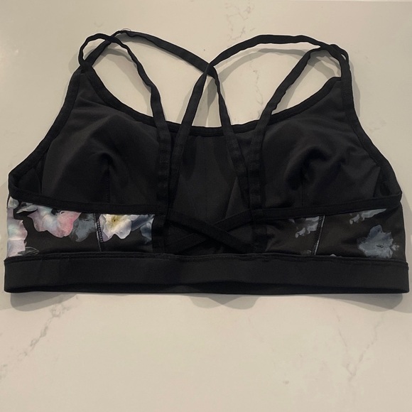 Charlie Jade Black with Floral Print Strappy Sports Bra women’s Small - Picture 3 of 3